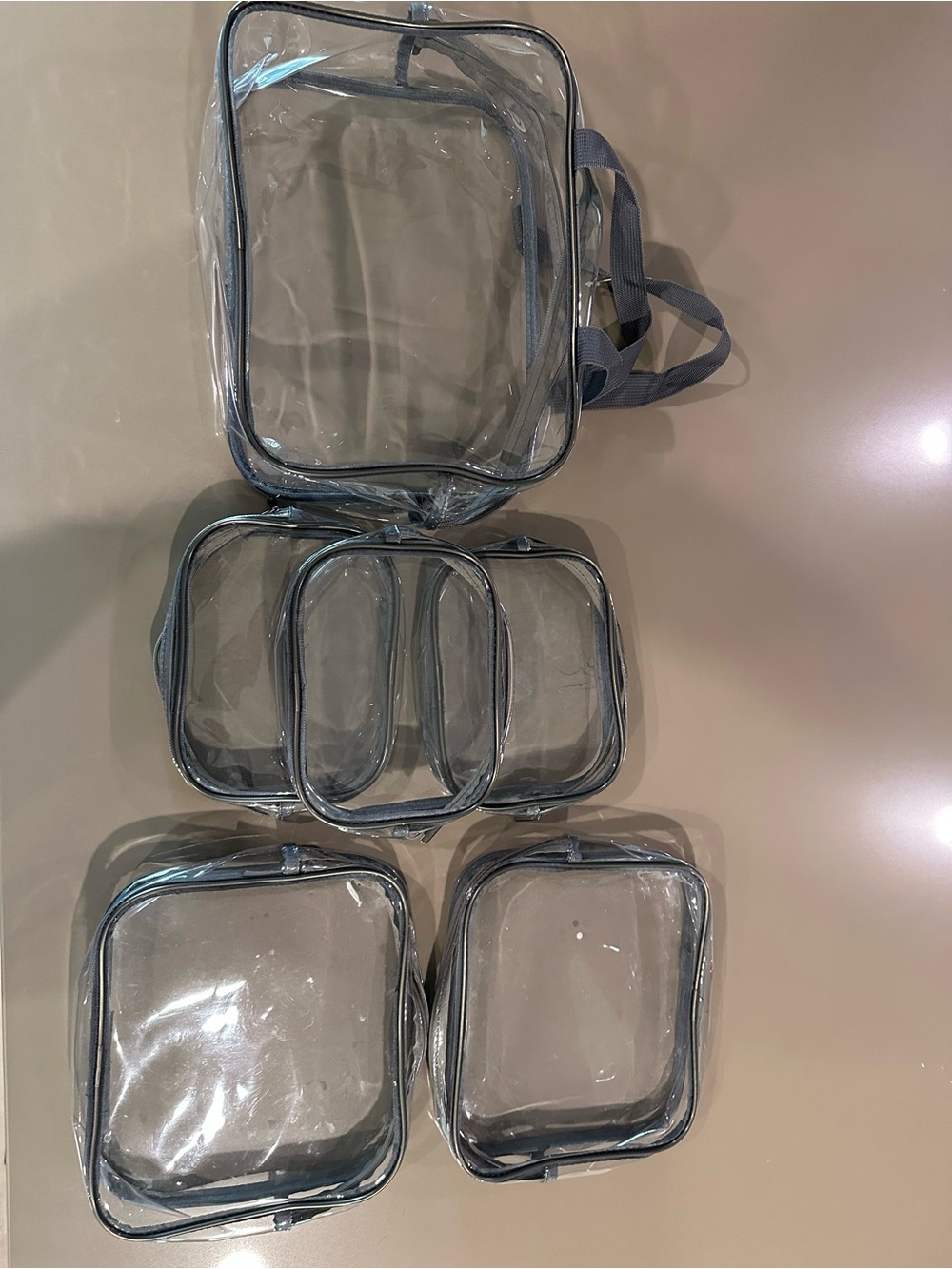 Clear Travel Packing Cubes Set with Gray Trim